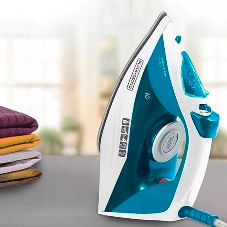 Ferro de Passar a Vapor com Base Antiaderente 1200W Azul e Branco 110V ...