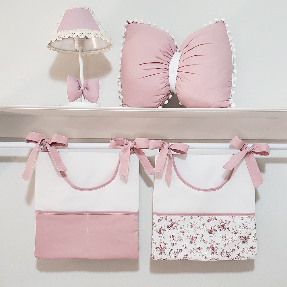 Porta Fralda 2 Peças Algodão Varias Cores Menina Porta Treco