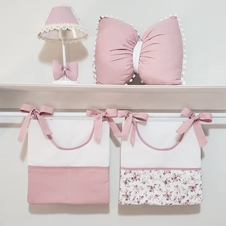 Porta Fralda 2 Peças Algodão Varias Cores Menina Porta Treco