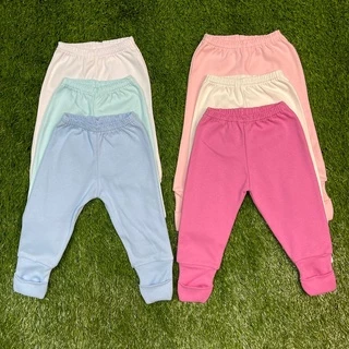Calça de bebê, culote de bebê liso com vira-pé em algodão Enxoval