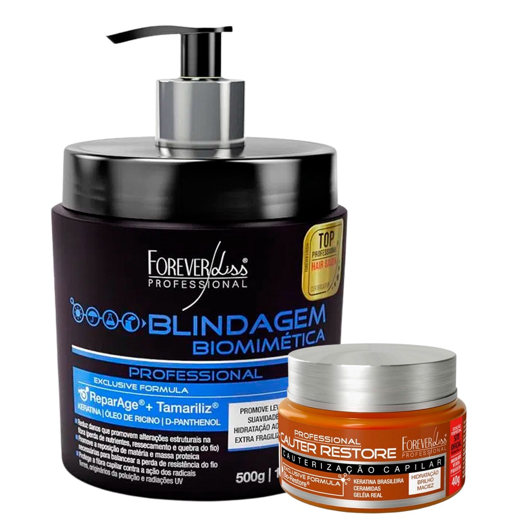 Blindagem Capilar Biométrica Foreverliss 500g Cauter Restore 40g