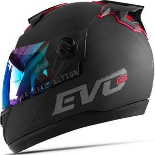 Capacete Moto Fechado Pro Tork Preto Fosco Evolution 788 G8 Evo + Viseira Esportiva Camaleão