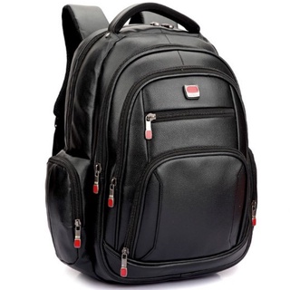 Mochila de Couro Masculina Executiva Resistente Preta