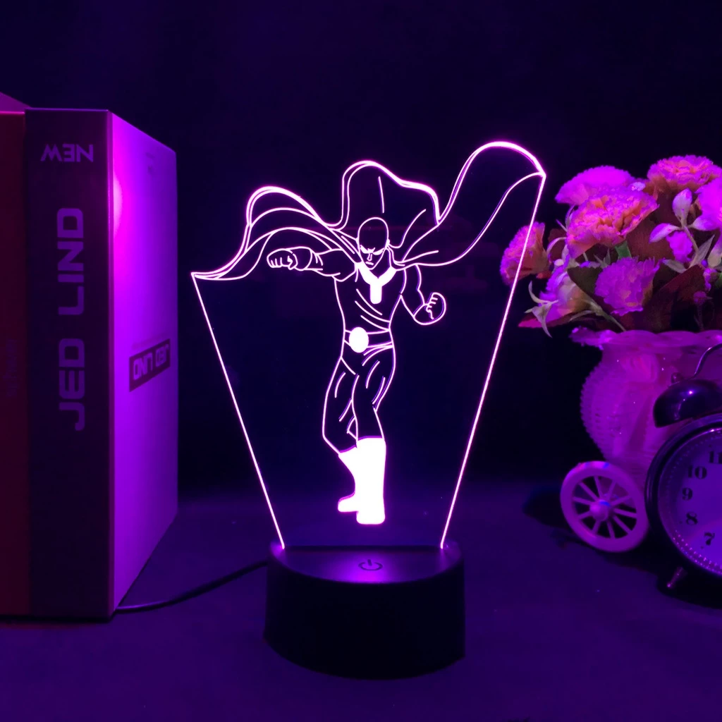 One Punch Man Saitama Figura Led Lâmpada Noturna Para Decoração De Casa Luz Legal Manga Loja Ideias Mesa 3d