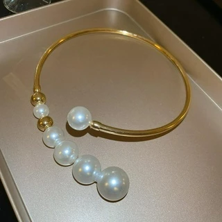 Colar Geométrico De Pérolas Francesas Luxo Leve Personalidade De Nicho De Moda Exagerado De Alta Qualidade Versátil Jóias Para Mulheres
