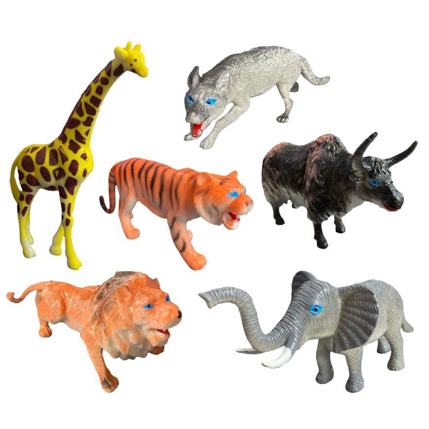 Kit 6 Miniaturas Animais Selvagens Brinquedo Infantil Jungle Zoo ...