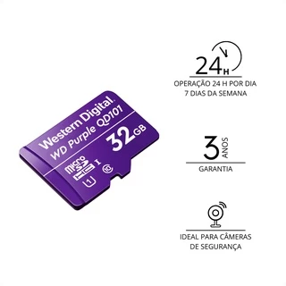 Cartão de Memória Micro Sd 32gb Classe 10 Wd Purple Intelbras