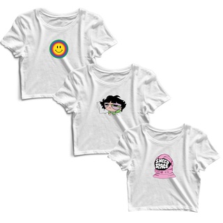 Kit 3 Blusas Feminina Cropped Manga Curta 014