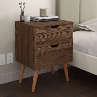 Mesinha de Cabeceira Para Quarto Retro 2 Gavetas- Canela