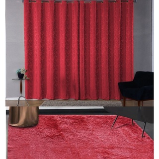 Tapete Felpudo Peludo Luxo Sala + Cortina Decorativa 2 M