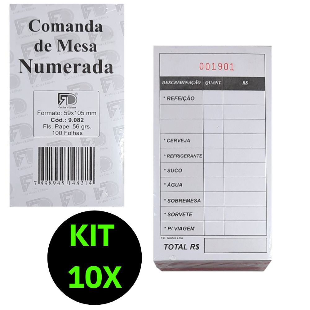 Comanda De Mesa Numerada Para Restaurante 2 Pacotes Shopee Brasil 6523