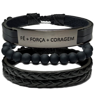 Pulseira Masculina Couro Eco Marrom Ajustável