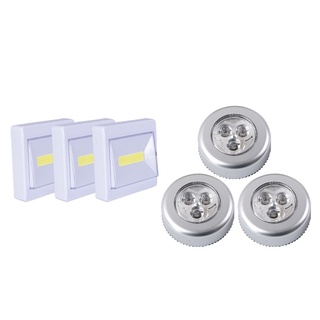 Kit 3 Abajur Luminária Redonda e 3 Quadrado Armário Led