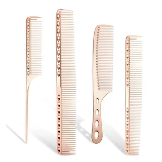 4 Pcs Profissional Pente De Alumínio De Vestir Corte De Cabelo Pentes Cabeleireiro Curto Lidar Com Cauda