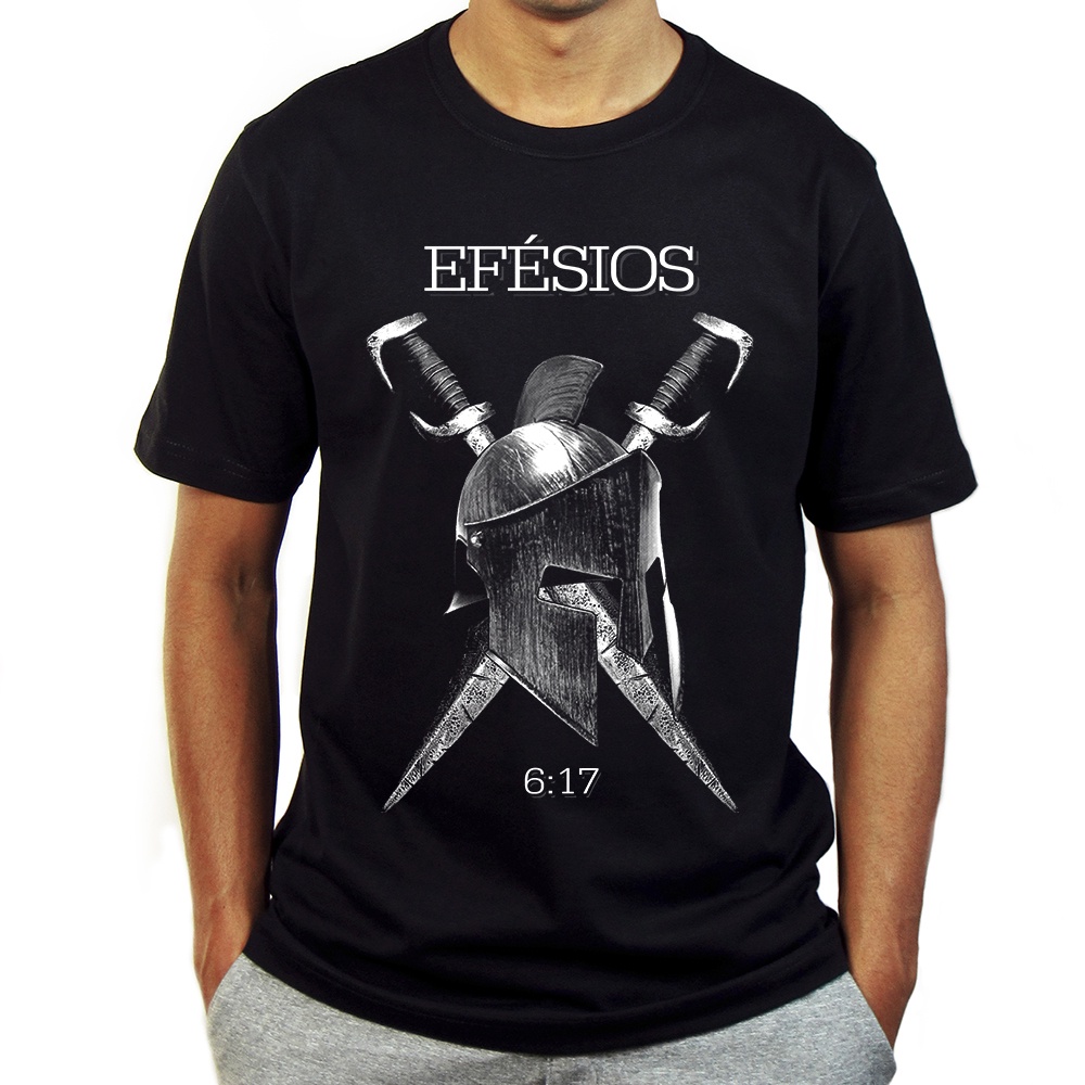 Moda Evangélica Camiseta Frases Bíblicas Efésios 6 : 17 Estampada