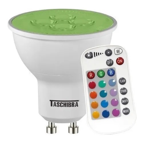 Lâmpada De Led Muda De Cor Rgb Modelo Dicróica Tdl 5w Gu10 C Controle