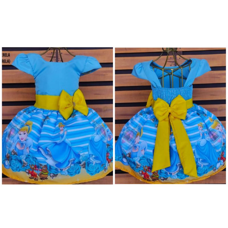 Vestido Temático infantil Festa Aniversário Cinderela Super Lindo