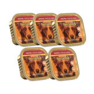 Kit 5 Ração Special Dog Patê Cães Adultos Carne 150g
