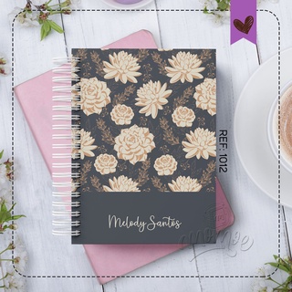 Mini Agenda Permanente Personalizada Feminina Rosa Floral Tamanho a6 -  10x15 cm de bolso - 2024