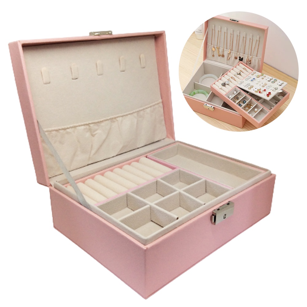 Maleta Estojo Porta Joias Grande Organizar 28 Compartimentos