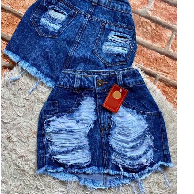 Saia Jeans Feminina Destroyed Rasgados Botões Frontais Cintura Alta Moda  Tendência Verão. em Promoção na Americanas