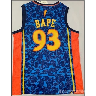 [5 Estilos] Camisa Nba Golden State Warriors x BAPE No . 93 Camiseta De Basquete Azul-Vermelho yTaN