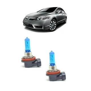 Par Lampada Super Branca Farol de Milha New Civic 2007 2008 2009 2010 2011 8500K H11 12v/55w