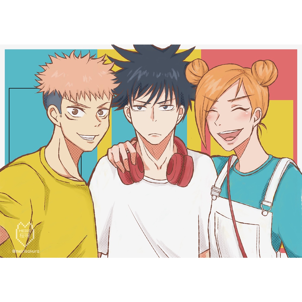 Poster print Itadori Yuji E Fushiguro Megumi E Kugisaki Nobara Jujustsu 