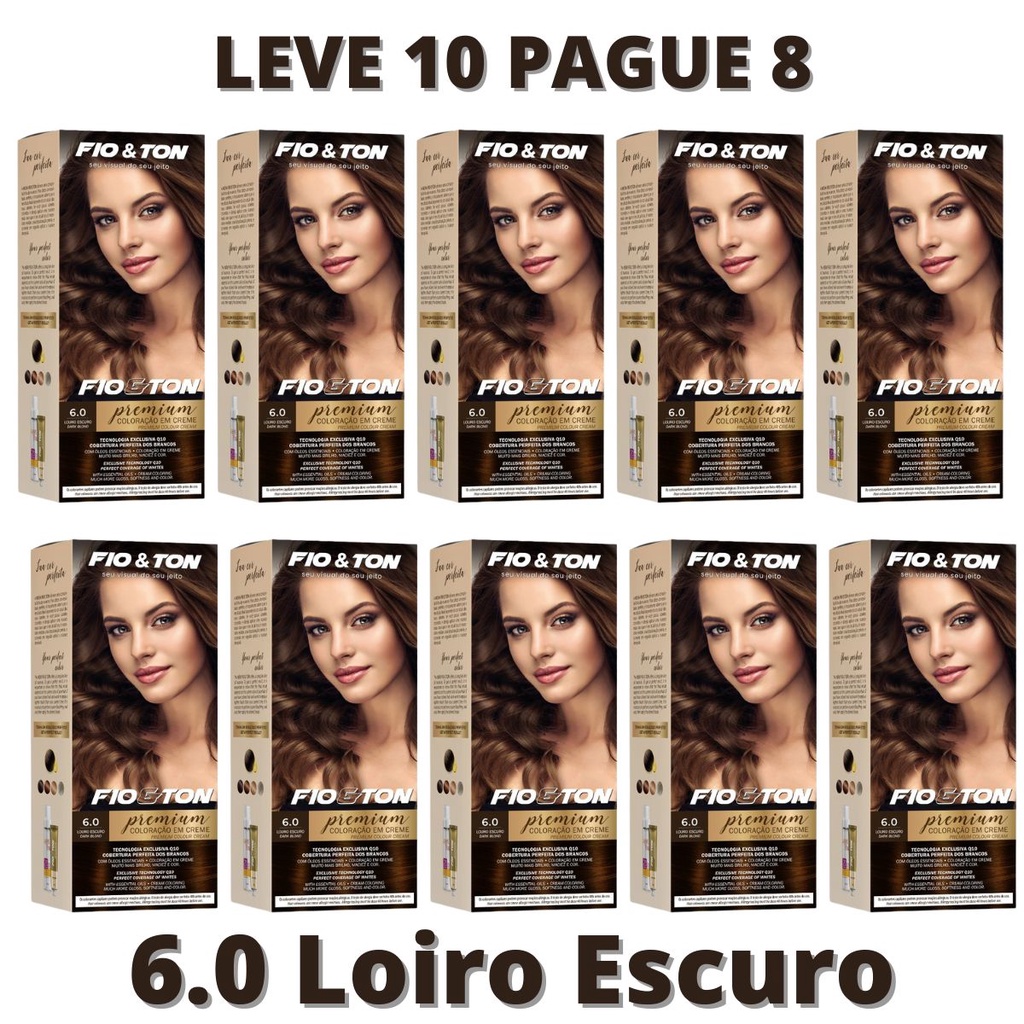 Tinta De Cabelo Fio E Ton 60 Loiro Escuro Kit Promoção Tintura Em Creme Shopee Brasil 1780