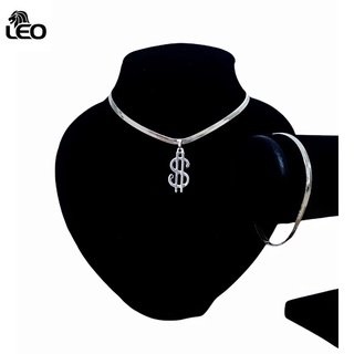 Kit Feminino Cifrão Colar E Pulseira Laminada Banhado A Prata 925