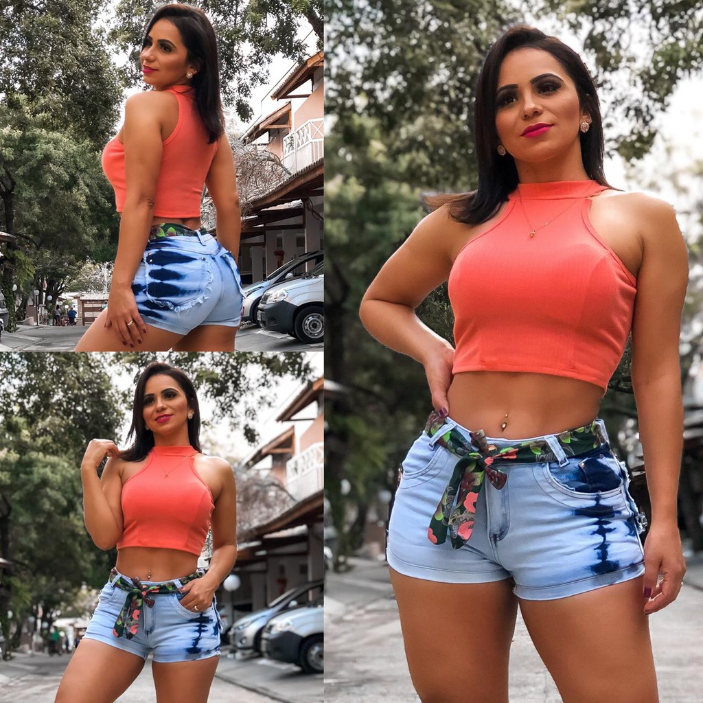 Short cintura alta com laço sale jeans