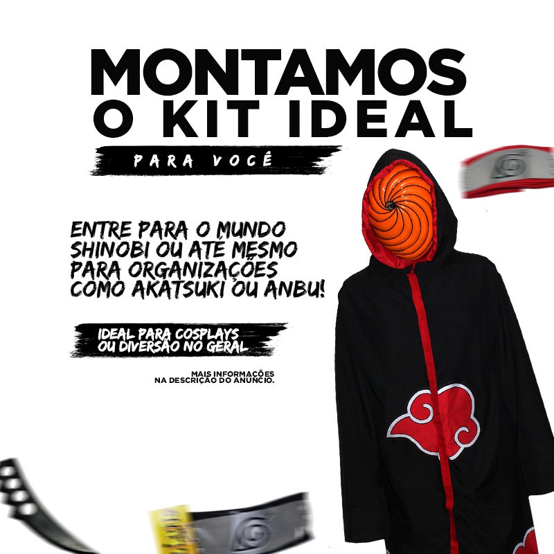 Kit Cosplay Chapéu Akatsuki Sakkat Com Colar Nuvem Akatsuki