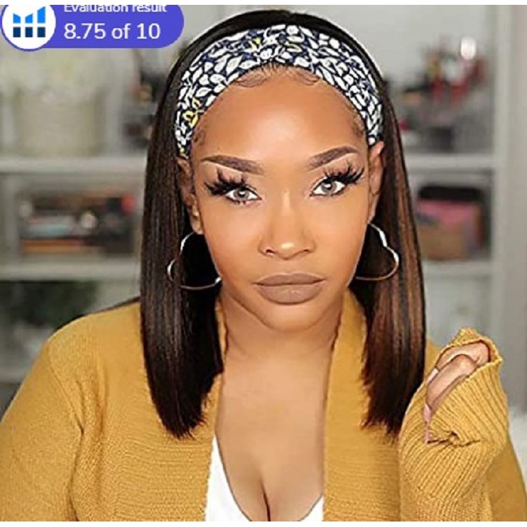 Peruca de fibra química tiara de cabelo com cabeça boba em linha reta