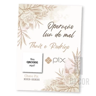 1 Placas Pix Operação Lua de Mel Casamento Noivos Gravata Sapatinho Casal Paróquia