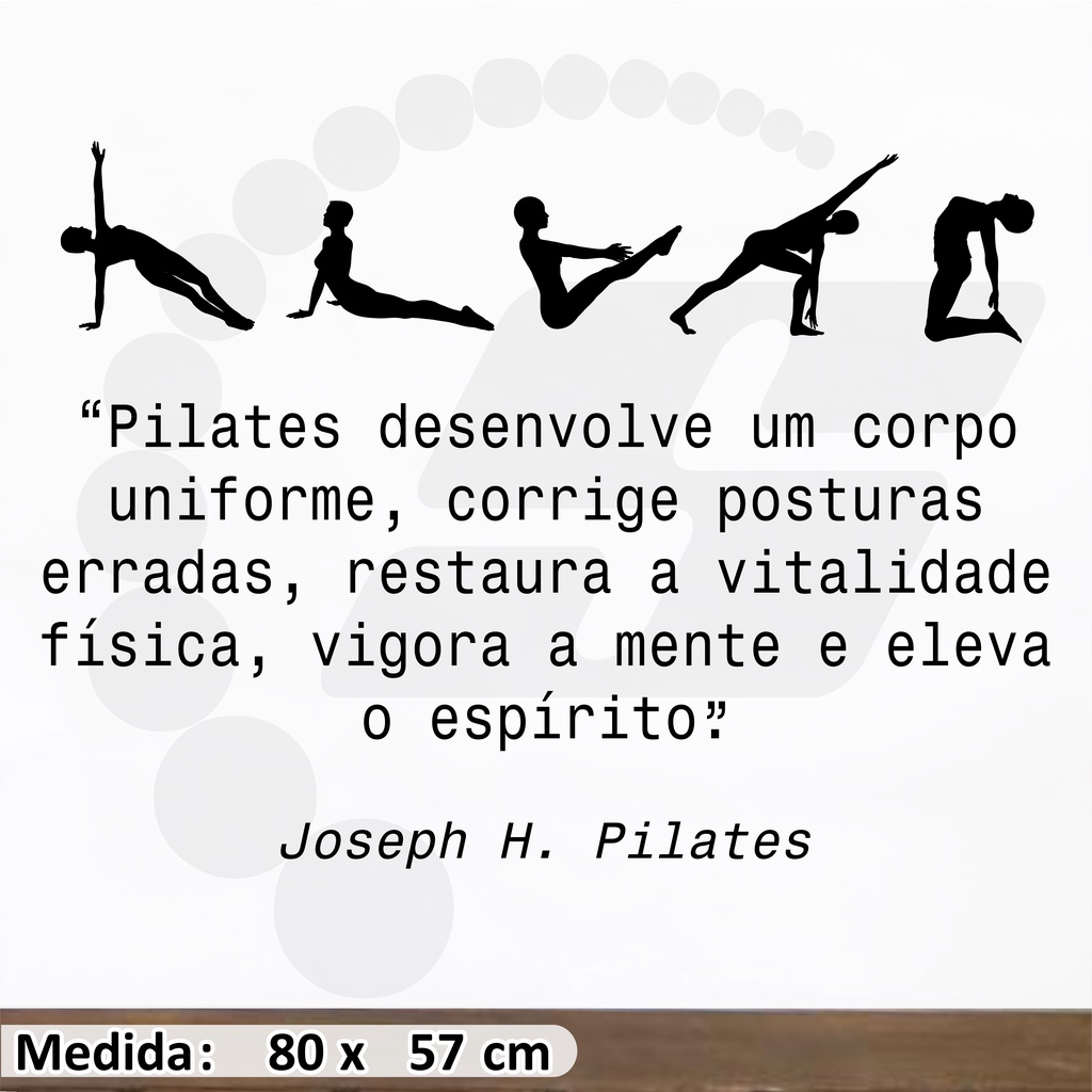 Adesivo de Parede Decorativo - Frases Pilates 80x57cm