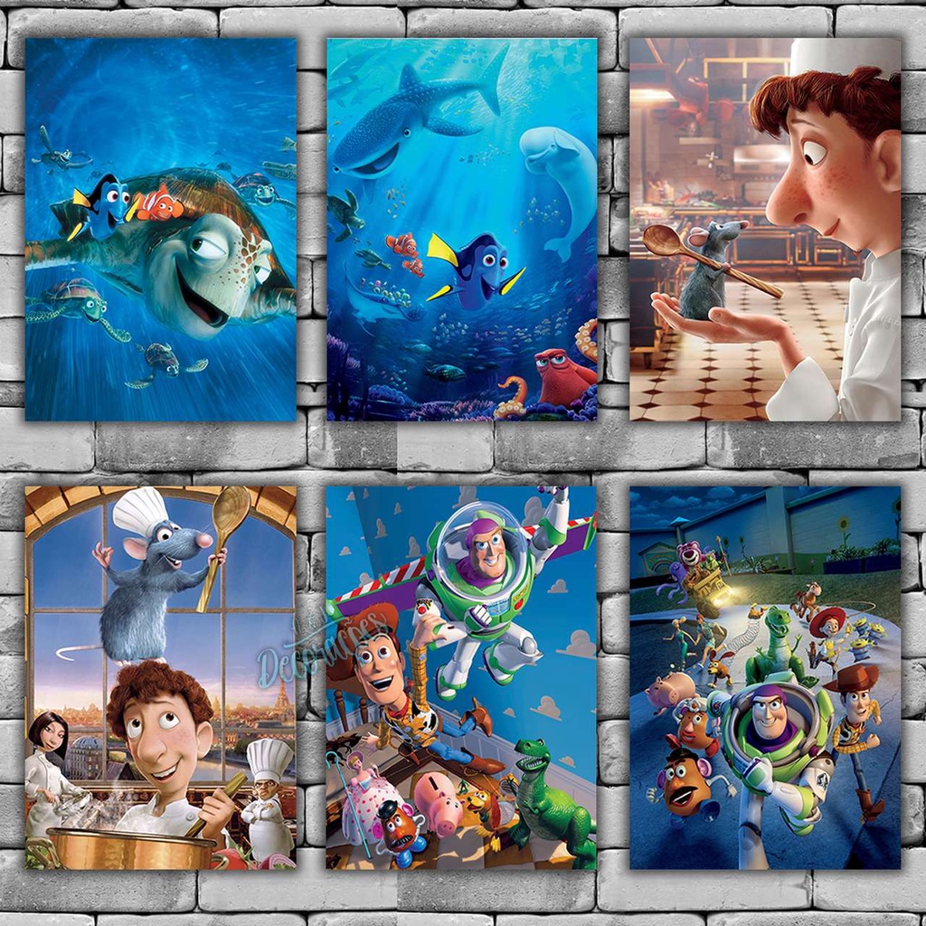 Placas Decorativas Quadros Procurando Nemo, Ratatouille, Toy Story