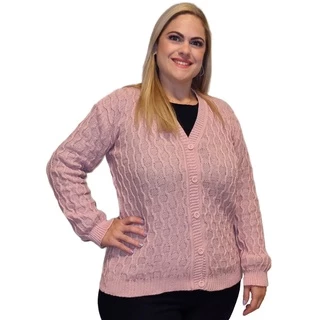 Blusa De Frio Cardigan Casaco Feminino Trico Lã G Gg