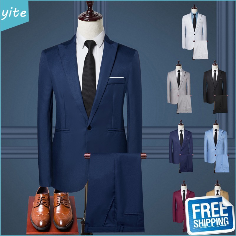 Ternos De Casamento Para Homens Casuais De Negócios Formal Blazer 2-Peças Conjunto Slim Fit Suit