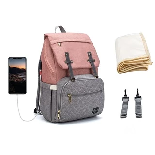 Lequeen Baby Care Diaper Bag Multi Functional Large Mummy Backpack Organizer With USB