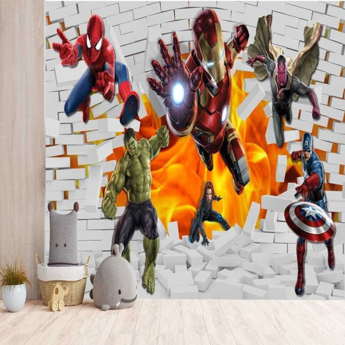 Papel De Parede Personalizado Homem-Aranha Marvel Buraco 3D