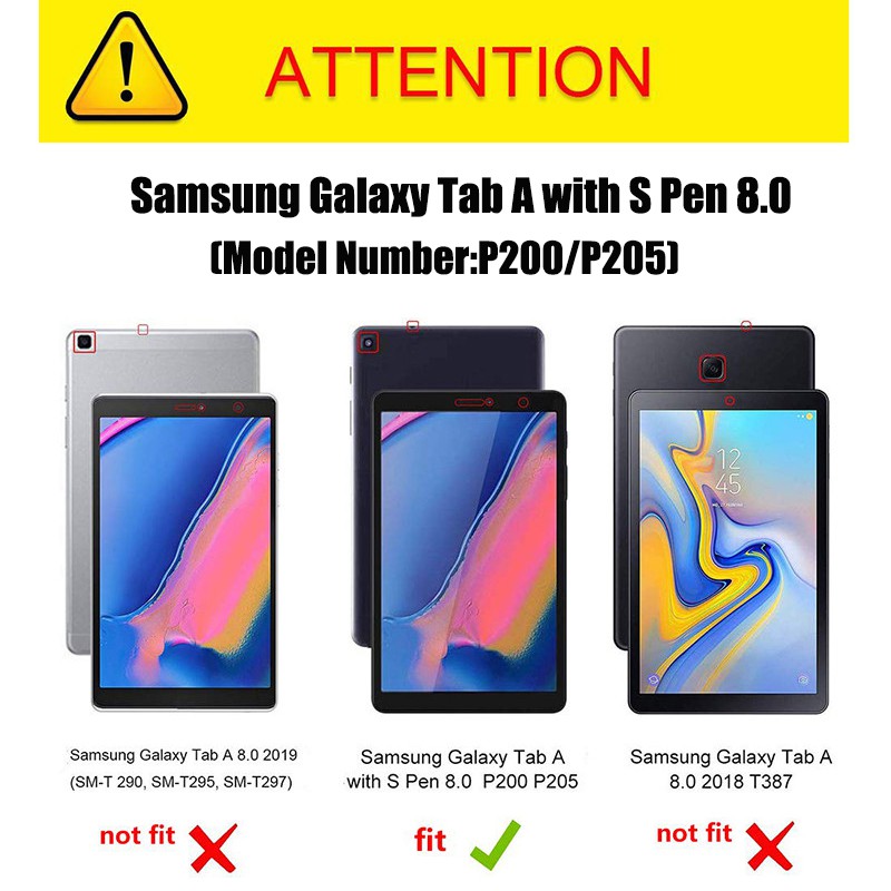 Samsung Galaxy Tab A 8.0 2019 With S Pen SM-P200 P205 Ultra-thin