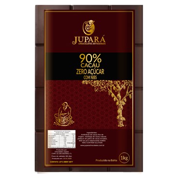 Chocolate Jupará 90% Cacau Com Nibs - Sem Açúcar - 1kg