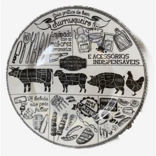 Prato para Decoração da Parede em Cerâmica preta e Branca ,indicado para sua cozinha ou area de churrasqueira e até mesmo seu comércio