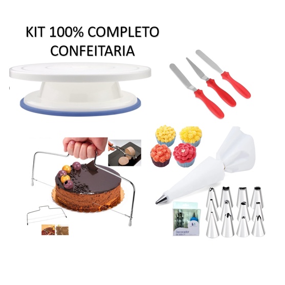 Kit Confeitero Confeitaria Completo Bicos Espatulas Decoração de Bolos