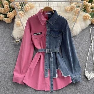 Novo Vestido Feminino De Lapela Costurante De Veludo 2024 Outono Inverno Irregular De Comprimento Médio Curto Estilo Coreano