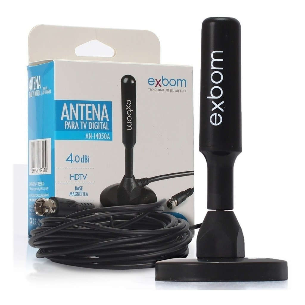 Antena Para Tv Conversor Digital Hdtv Interna Externa Com Cabo 5m ...