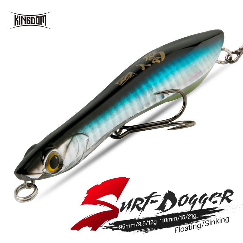 DBLUE Handmade Wood Surf Casting Lure Pencil Poppers Color Combo #03 3 pcs