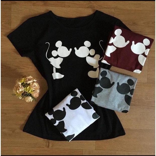 T-SHIRTS FEMININA ALGODÃO PRETO SILK MICKEY AND MINNIE - LOJA de T-SHIRTS