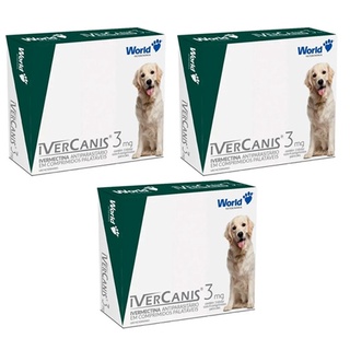 Kit 3x Ivercanis 3 mg 4 comprimidos - Antiparasitário para Cães