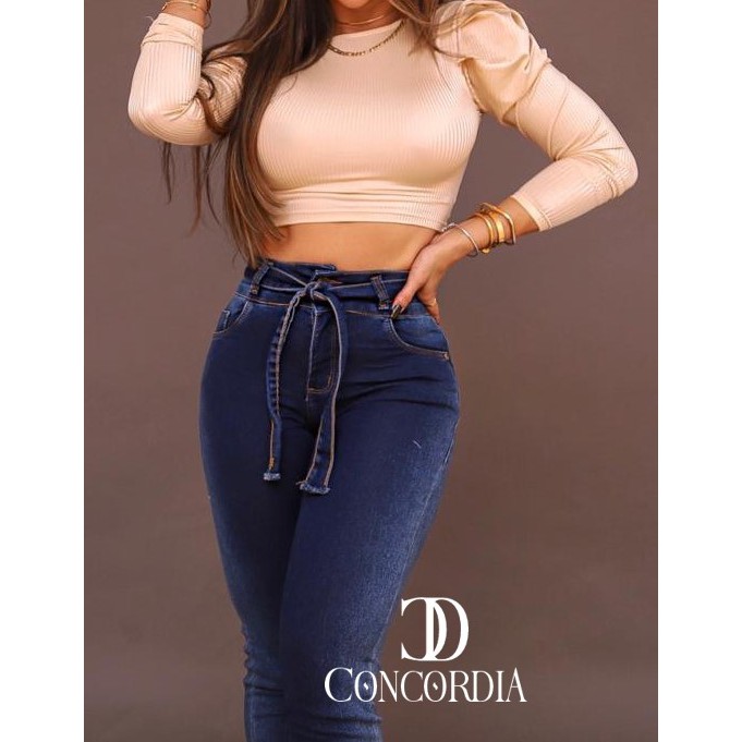 Calça jeans com store faixa